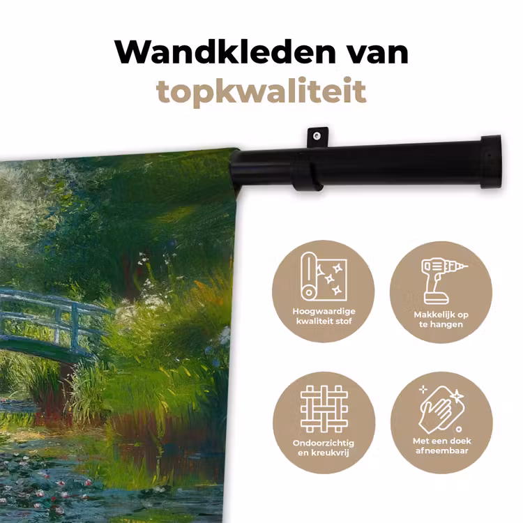 Wandkleed - Brug - Hout - Vijver - Waterlelies — 3