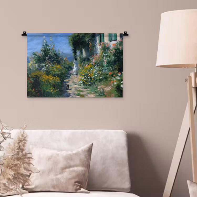 Wandkleed - Kat - Vrouw - Bloemen - Huis — 2