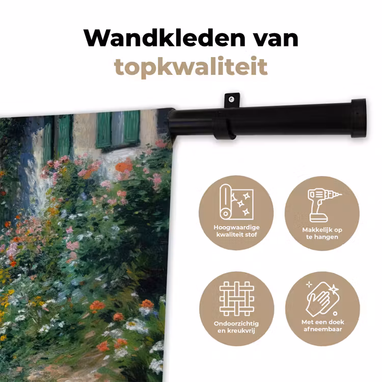 Wandkleed - Kat - Vrouw - Bloemen - Huis — 3