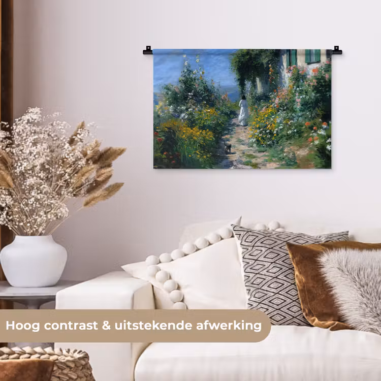 Wandkleed - Kat - Vrouw - Bloemen - Huis — 4