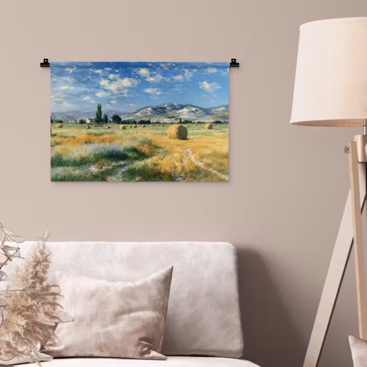 Wandkleed - Landschap - Strobalen - Bergen - Wolken — 2
