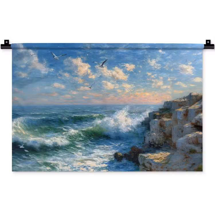 Wandkleed - Zee - Golven - Rotsen - Meeuwen — 1