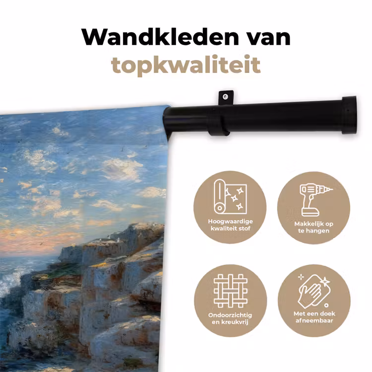 Wandkleed - Zee - Golven - Rotsen - Meeuwen — 3