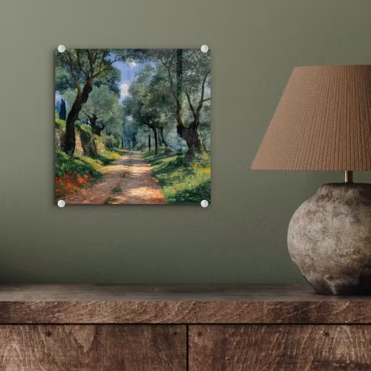 Glas schilderij - Pad - Bomen - Schaduw - — 4