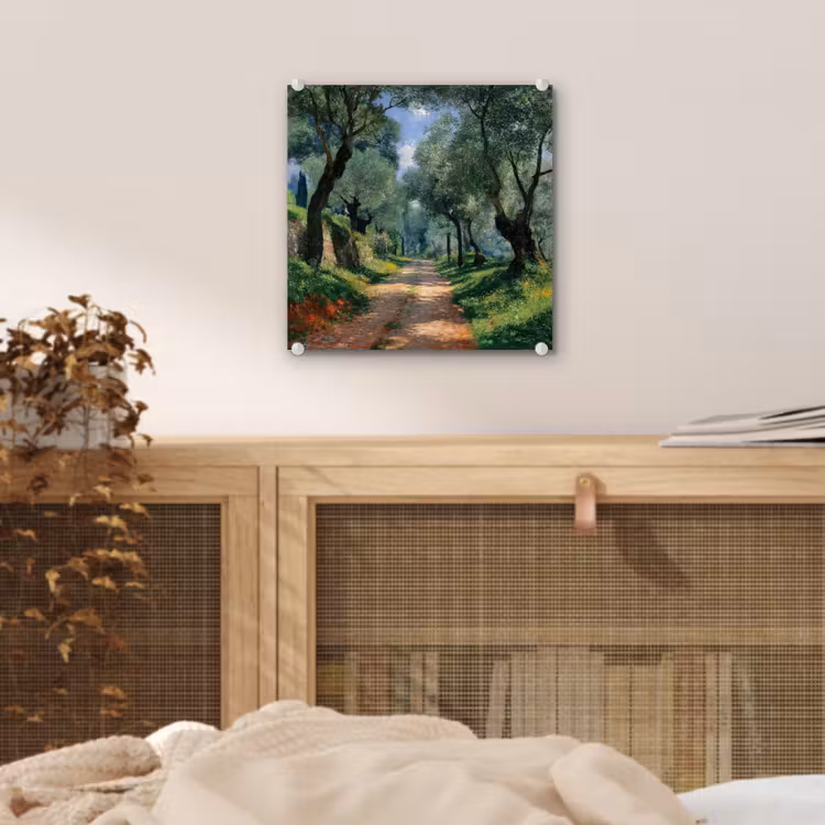 Glas schilderij - Pad - Bomen - Schaduw - — 5