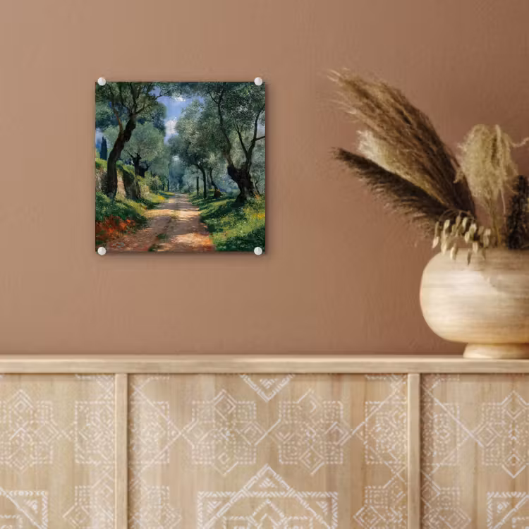 Glas schilderij - Pad - Bomen - Schaduw - — 6
