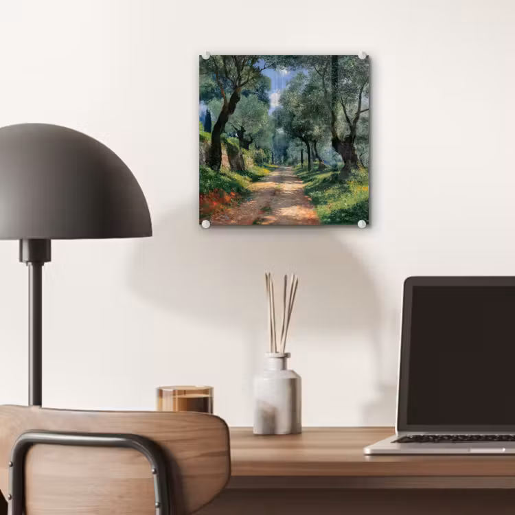 Glas schilderij - Pad - Bomen - Schaduw - — 7