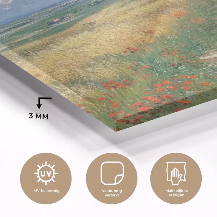 Glas schilderij - Zandpad - Huis - Bomen - Grasveld — 3