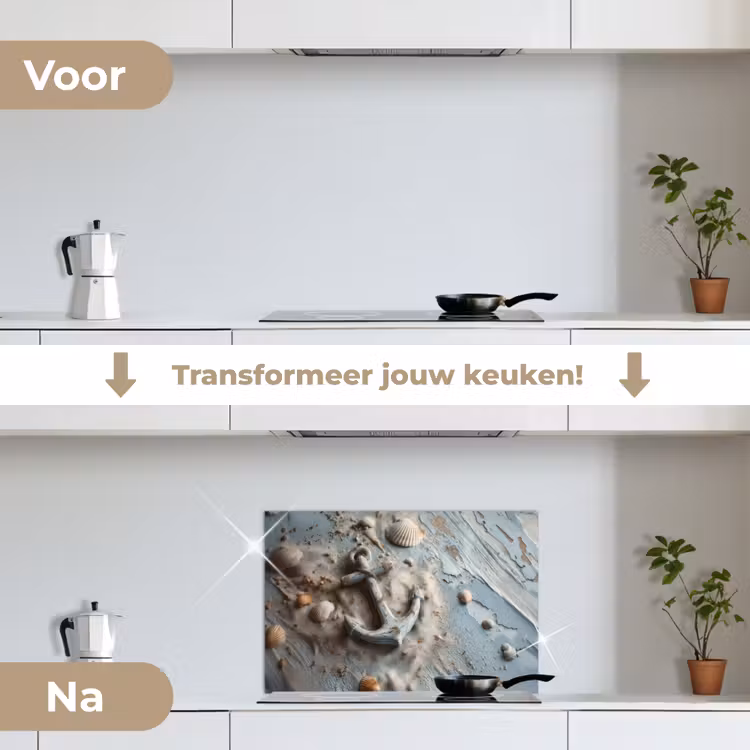 Spatscherm keuken - Anker - Hout - Schelpen - Zand — 3