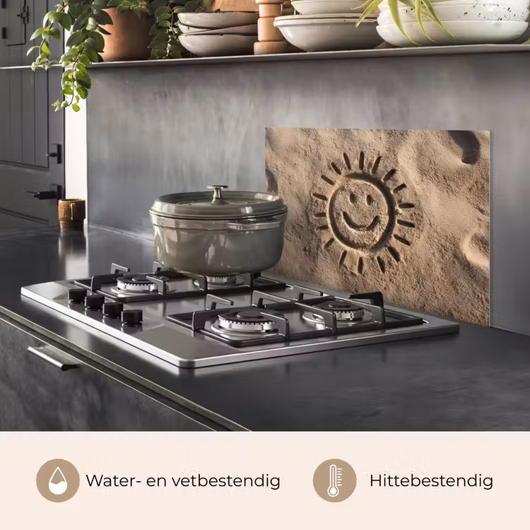 Spatscherm keuken - Gezichtje - Zon - Zand - Getekend — 7