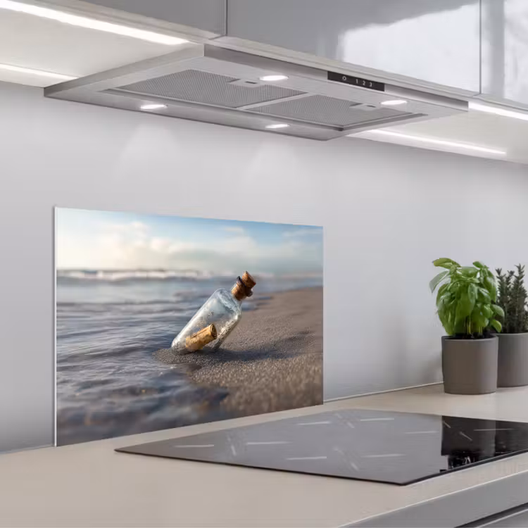 Spatscherm keuken - Glazenfles - Post - Zee - Zand — 5