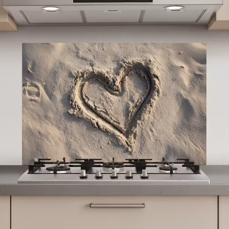 Spatscherm keuken - Hartvorm - Getekend - Beige - Zand — 1