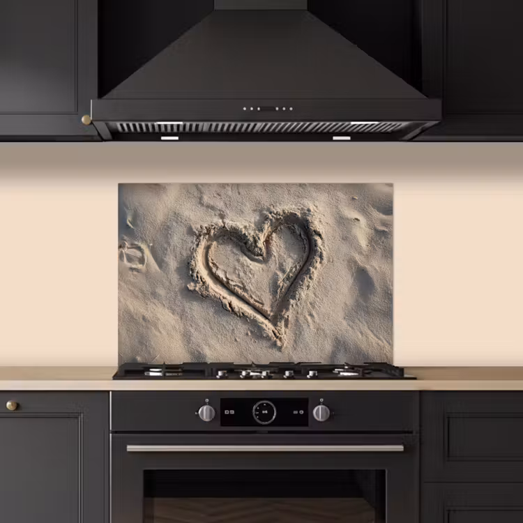 Spatscherm keuken - Hartvorm - Getekend - Beige - Zand — 2