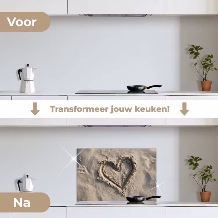 Spatscherm keuken - Hartvorm - Getekend - Beige - Zand — 3