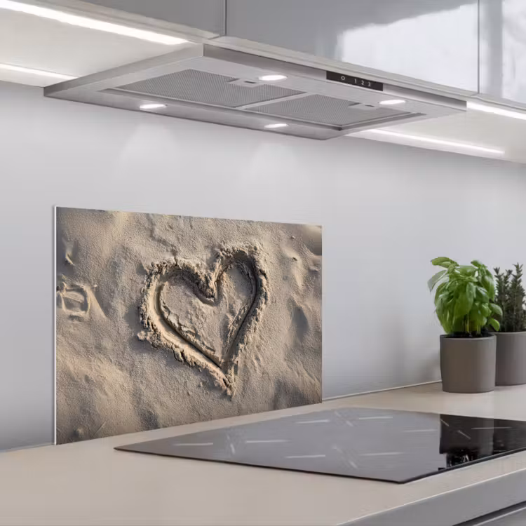Spatscherm keuken - Hartvorm - Getekend - Beige - Zand — 5