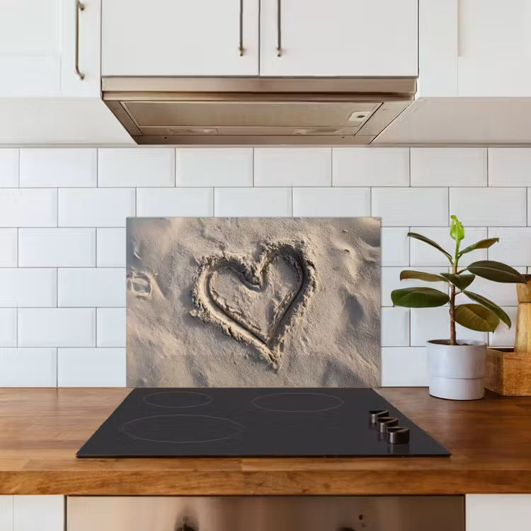 Spatscherm keuken - Hartvorm - Getekend - Beige - Zand — 6
