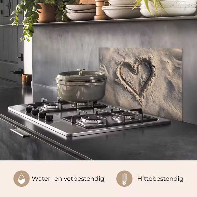 Spatscherm keuken - Hartvorm - Getekend - Beige - Zand — 7