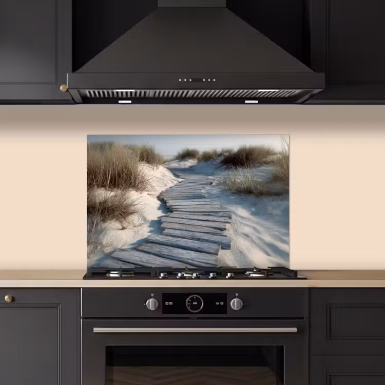 Spatscherm keuken - Pad - Planken - Duinen - Gras — 2