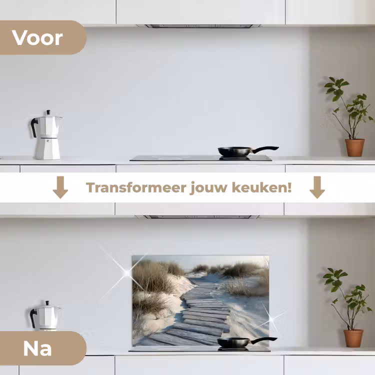 Spatscherm keuken - Pad - Planken - Duinen - Gras — 3