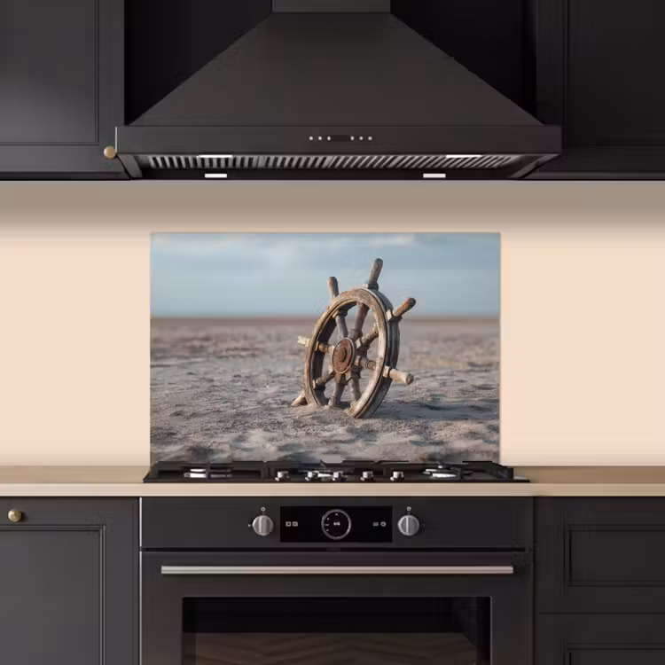 Spatscherm keuken - Scheepsstuur - Hout - Bruin - Zand — 2