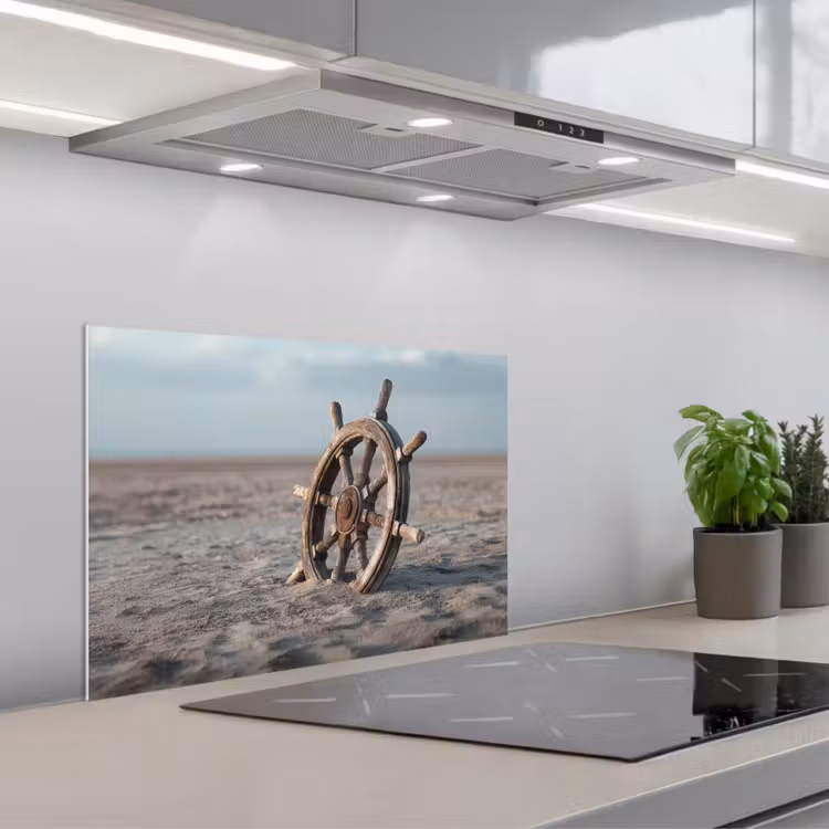 Spatscherm keuken - Scheepsstuur - Hout - Bruin - Zand — 5
