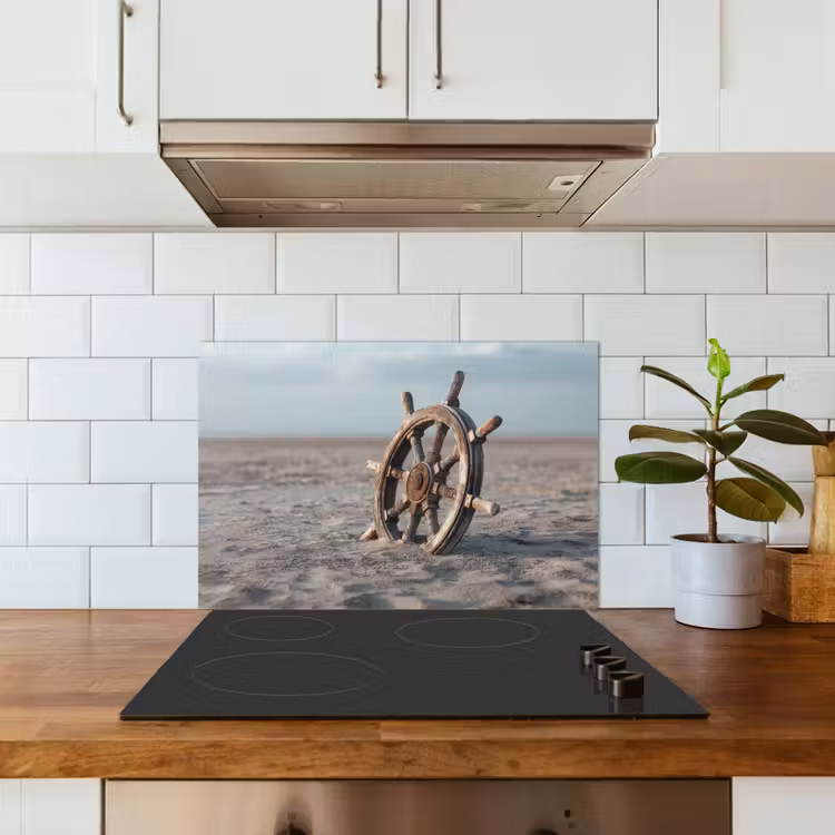 Spatscherm keuken - Scheepsstuur - Hout - Bruin - Zand — 6