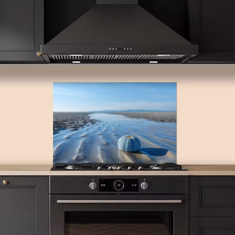 Spatscherm keuken - Strand - Schild - Water - Blauw — 2