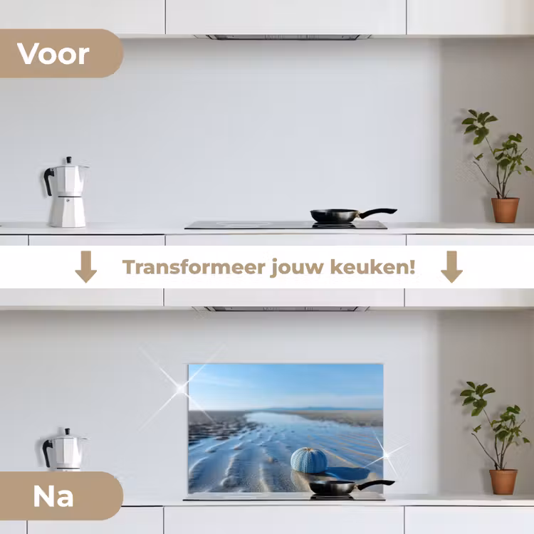 Spatscherm keuken - Strand - Schild - Water - Blauw — 3