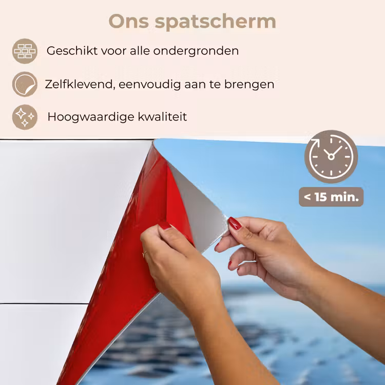 Spatscherm keuken - Strand - Schild - Water - Blauw — 4