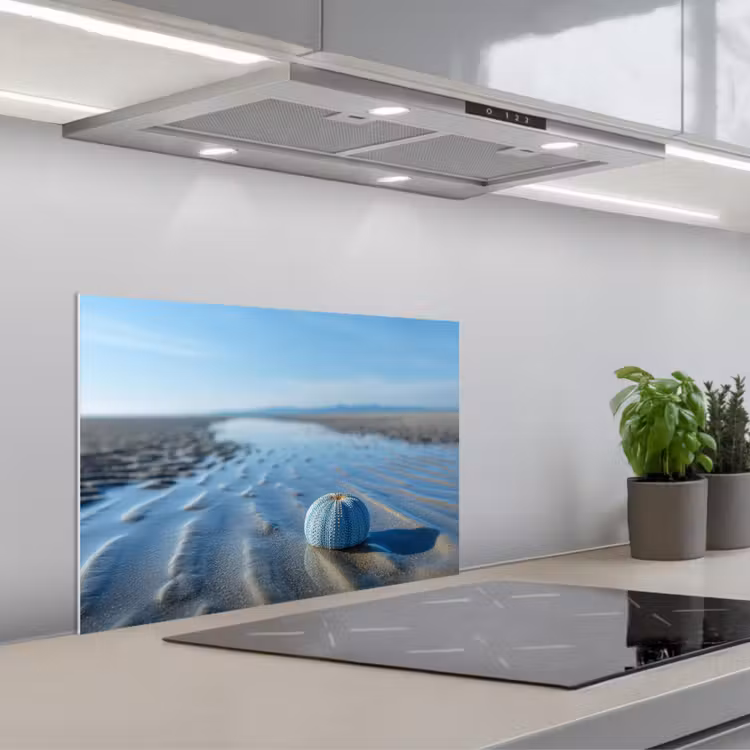 Spatscherm keuken - Strand - Schild - Water - Blauw — 5