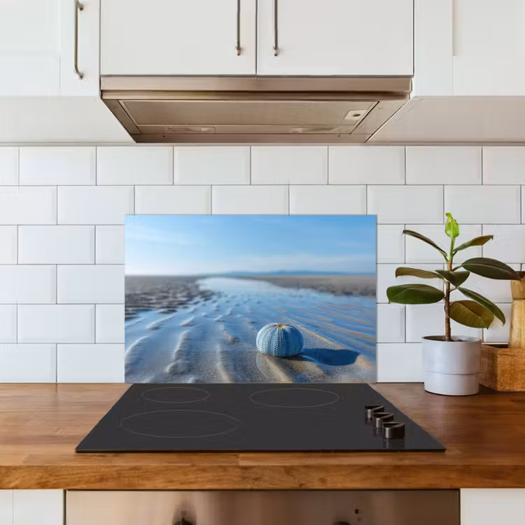 Spatscherm keuken - Strand - Schild - Water - Blauw — 6