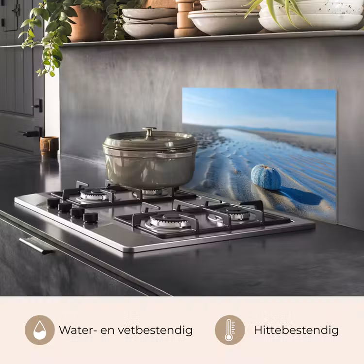 Spatscherm keuken - Strand - Schild - Water - Blauw — 7