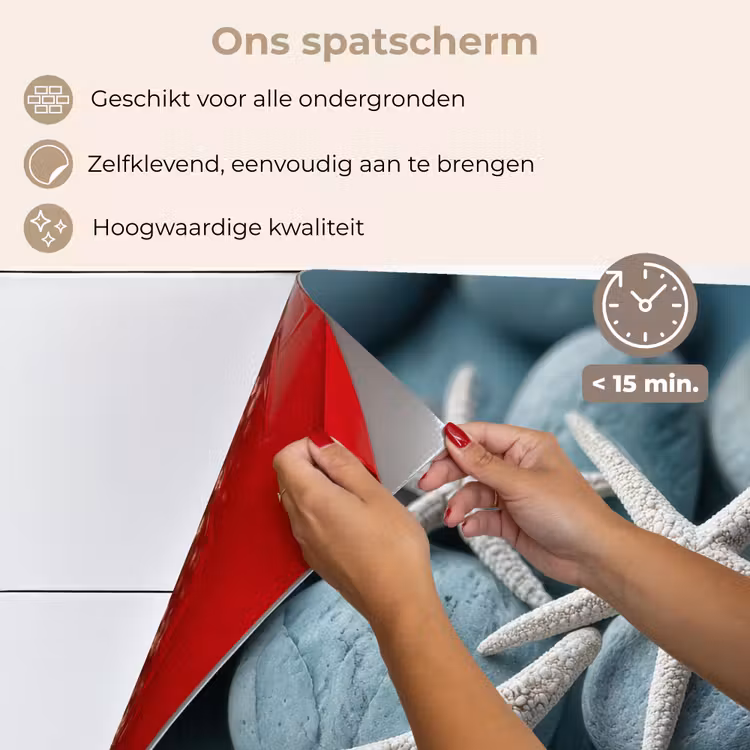 Spatscherm keuken - Zeesterren - Stenen - Wit — 4