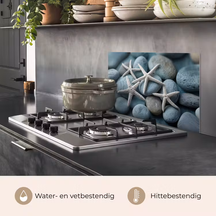 Spatscherm keuken - Zeesterren - Stenen - Wit — 7