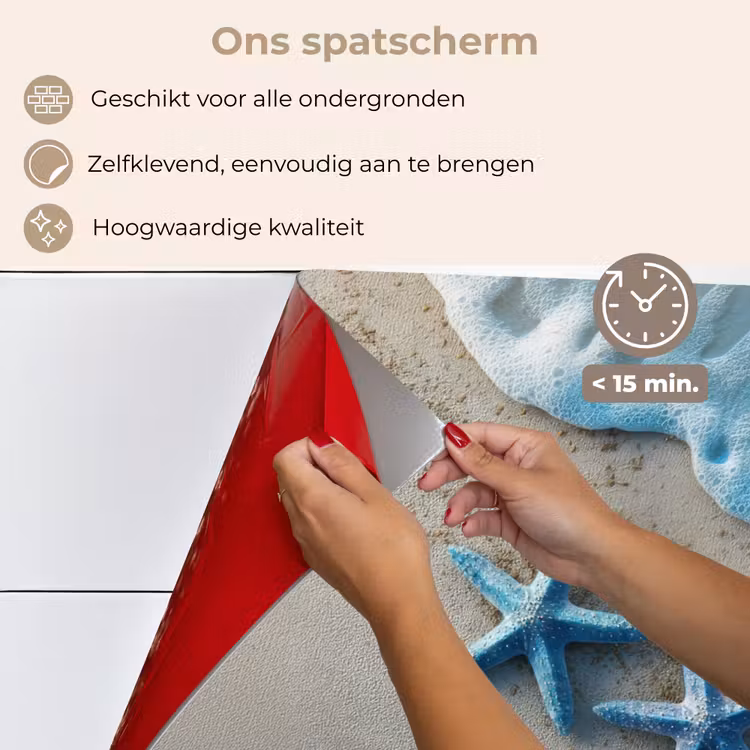 Spatscherm keuken - Zeesterren - Zand - Zee - Blauw — 4