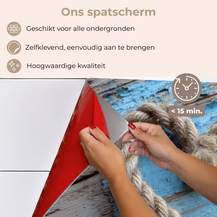 Spatscherm keuken - Hart - Touw - Hout - Rustiek — 4