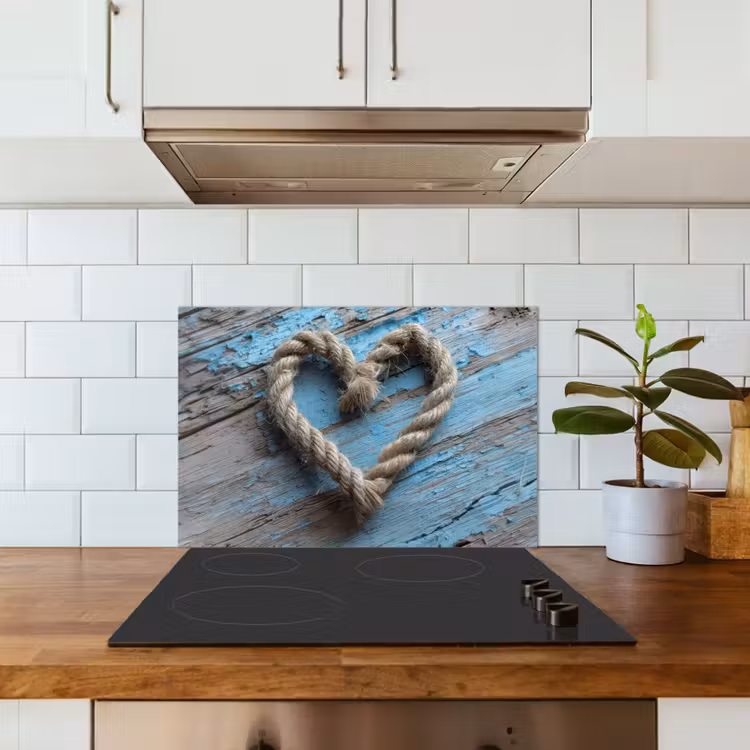 Spatscherm keuken - Hart - Touw - Hout - Rustiek — 6