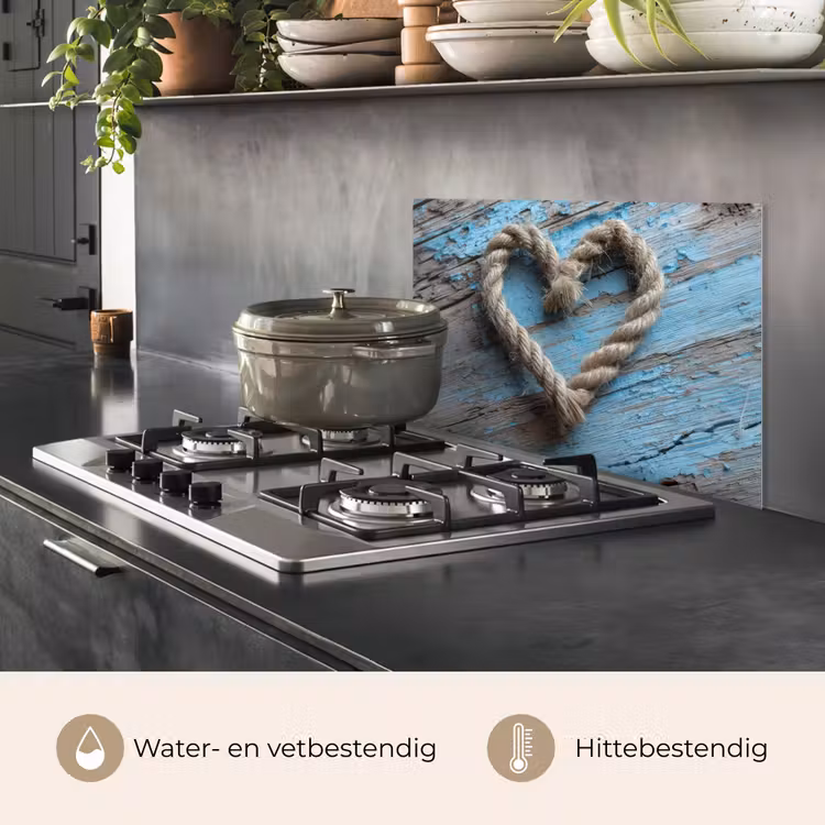 Spatscherm keuken - Hart - Touw - Hout - Rustiek — 7