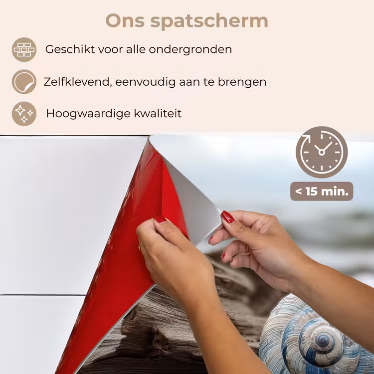 Spatscherm keuken - Schelp - Strand - Blauw - Zee — 4