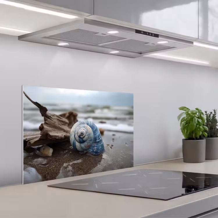 Spatscherm keuken - Schelp - Strand - Blauw - Zee — 5