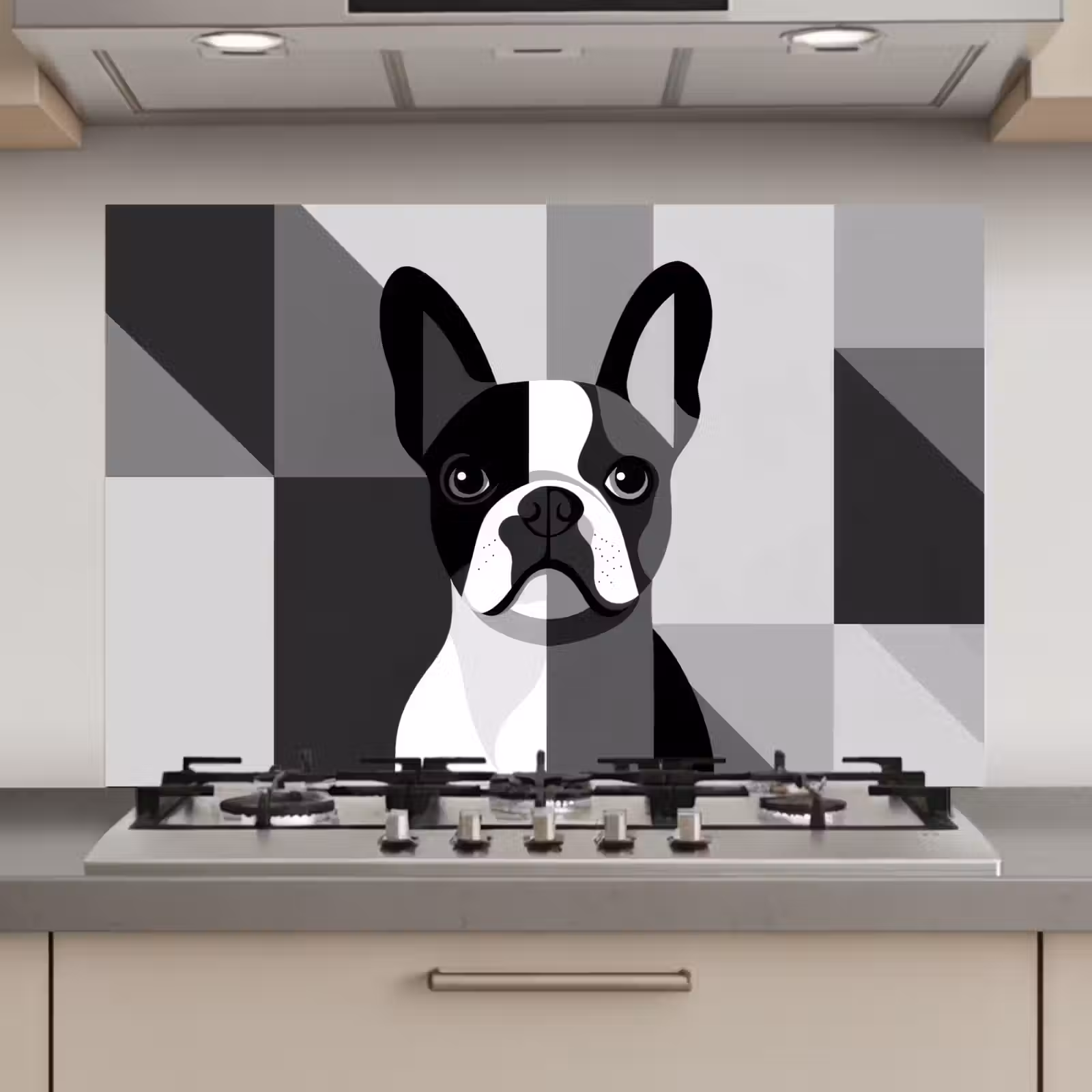 Spatscherm keuken - Buldog - Zwart - Abstract - Vlakken — 1