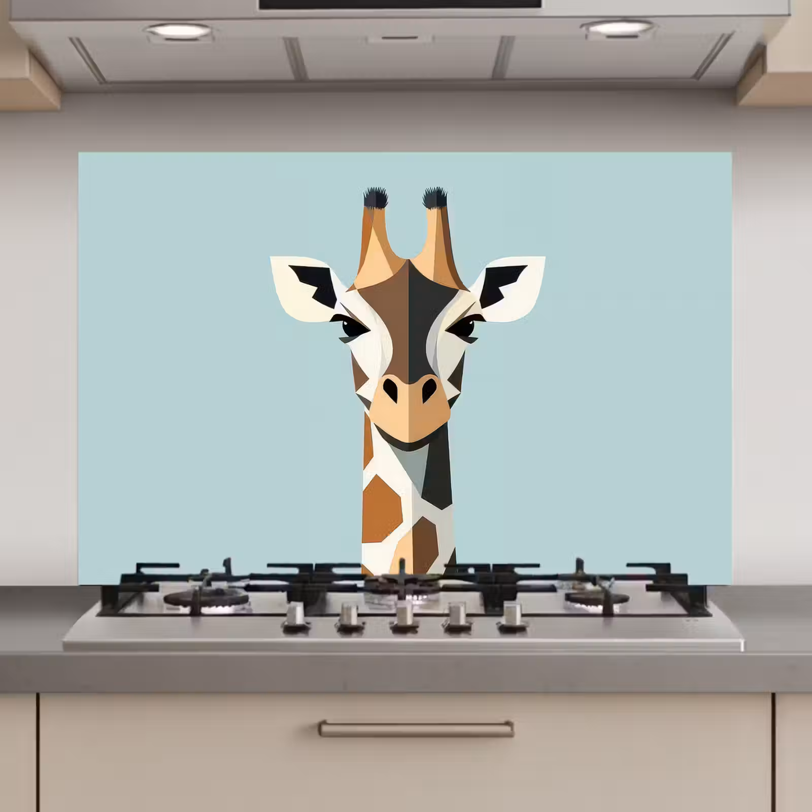 Spatscherm keuken - Giraffe - Illustratie - Bruin - Minimalistisch — 1