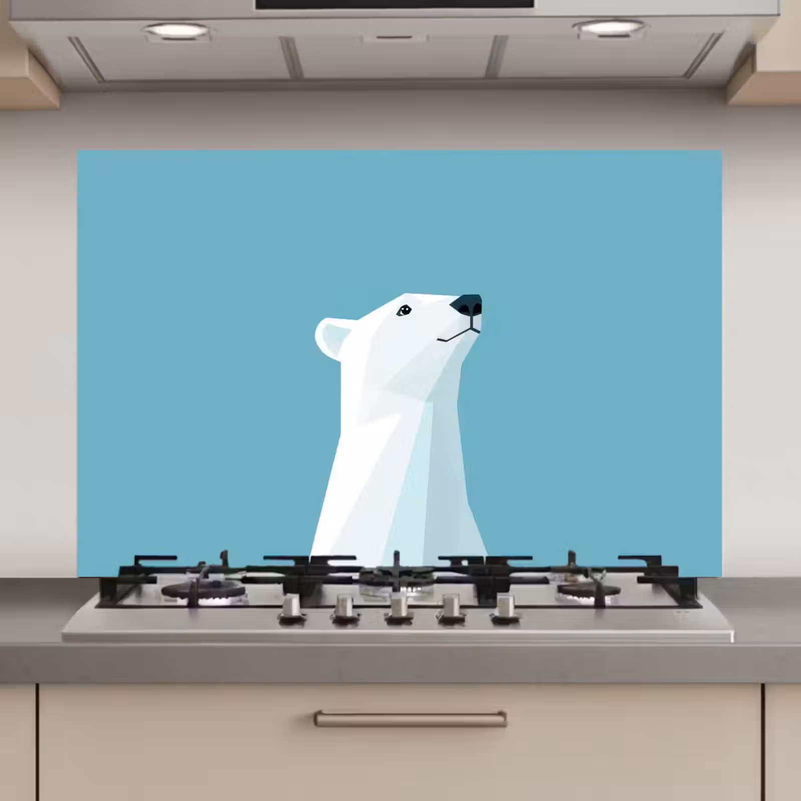 Spatscherm keuken - Ijsbeer - Lichtblauw - Minimalistisch — 1