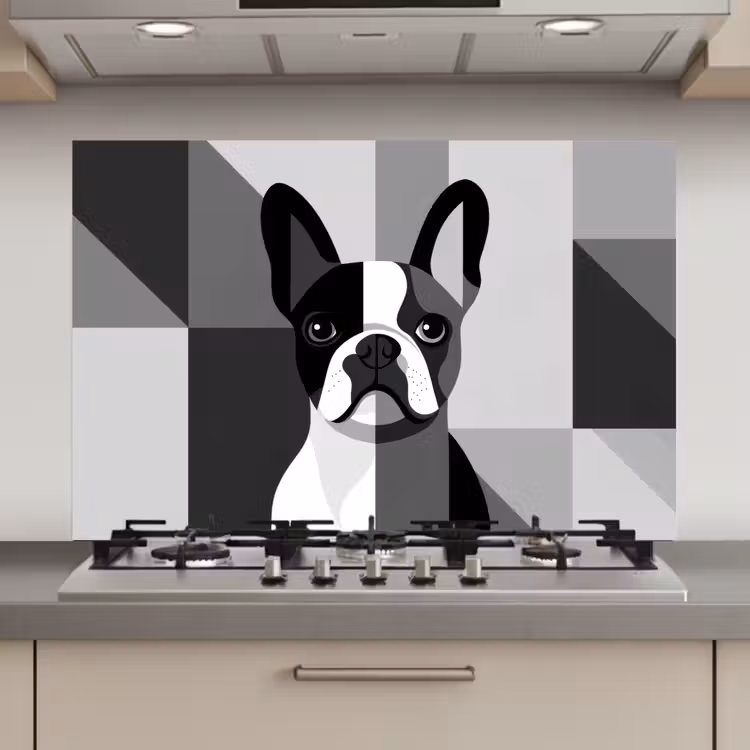 Spatscherm keuken - Buldog - Zwart - Abstract - Vlakken — 1