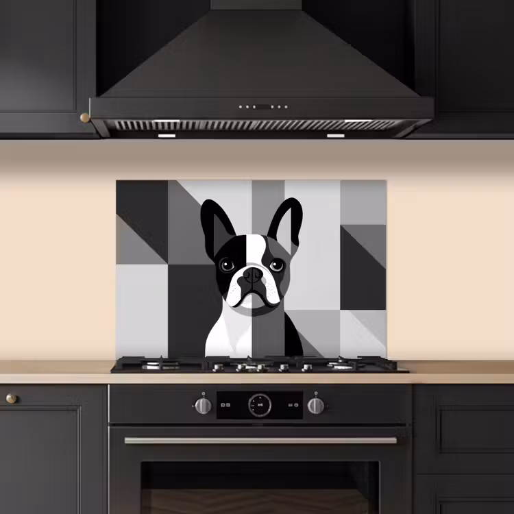 Spatscherm keuken - Buldog - Zwart - Abstract - Vlakken — 2
