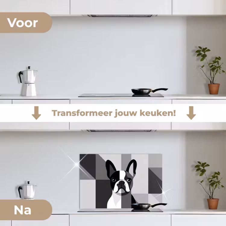 Spatscherm keuken - Buldog - Zwart - Abstract - Vlakken — 3
