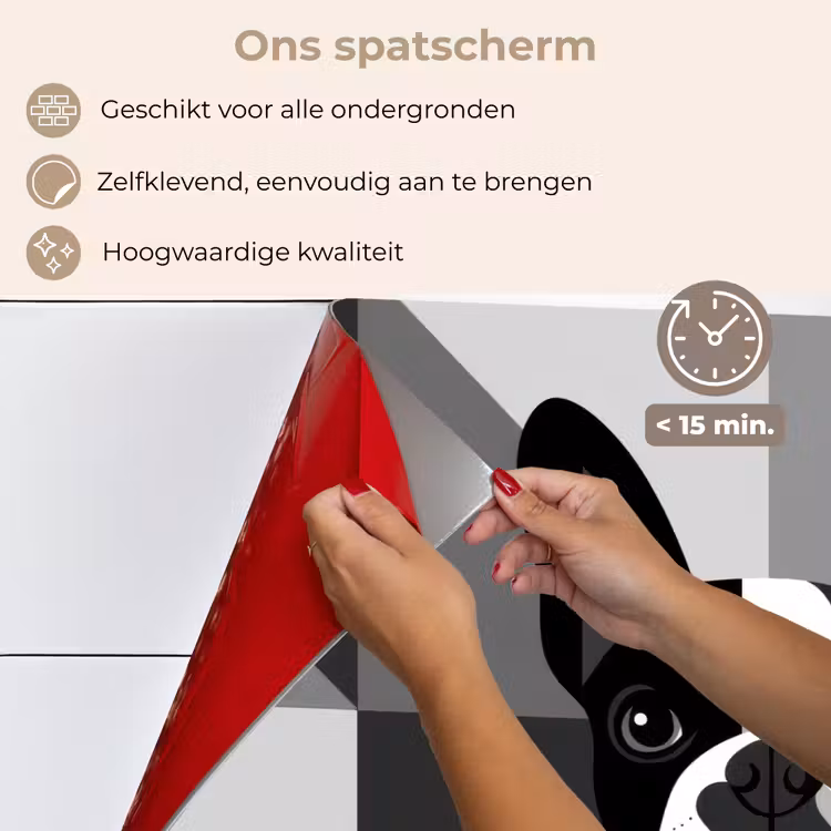 Spatscherm keuken - Buldog - Zwart - Abstract - Vlakken — 4