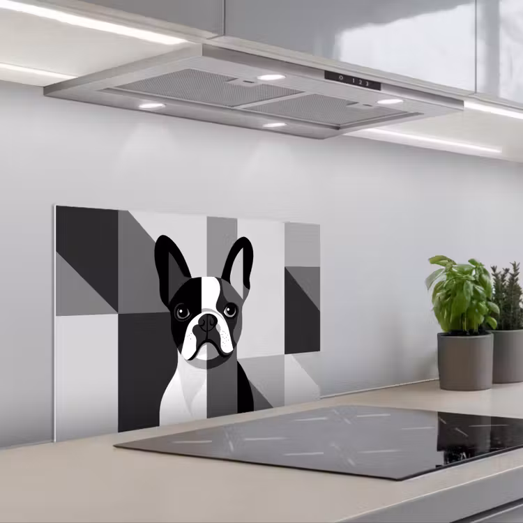 Spatscherm keuken - Buldog - Zwart - Abstract - Vlakken — 5