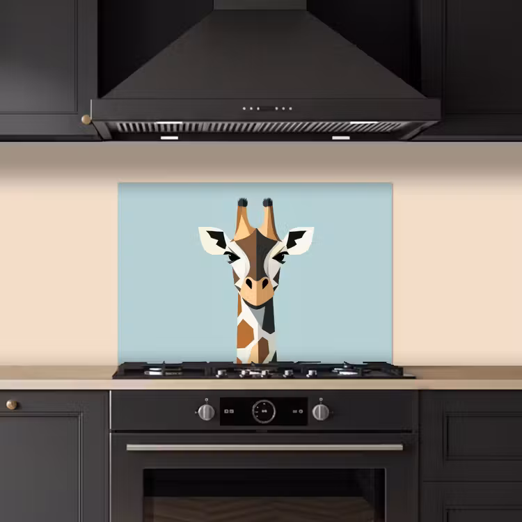 Spatscherm keuken - Giraffe - Illustratie - Bruin - Minimalistisch — 2