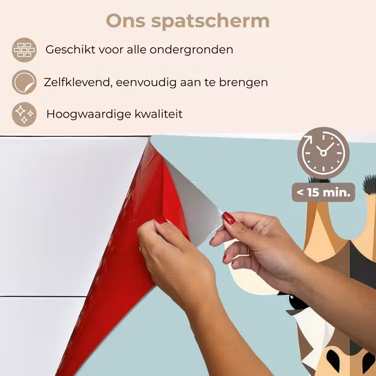 Spatscherm keuken - Giraffe - Illustratie - Bruin - Minimalistisch — 4